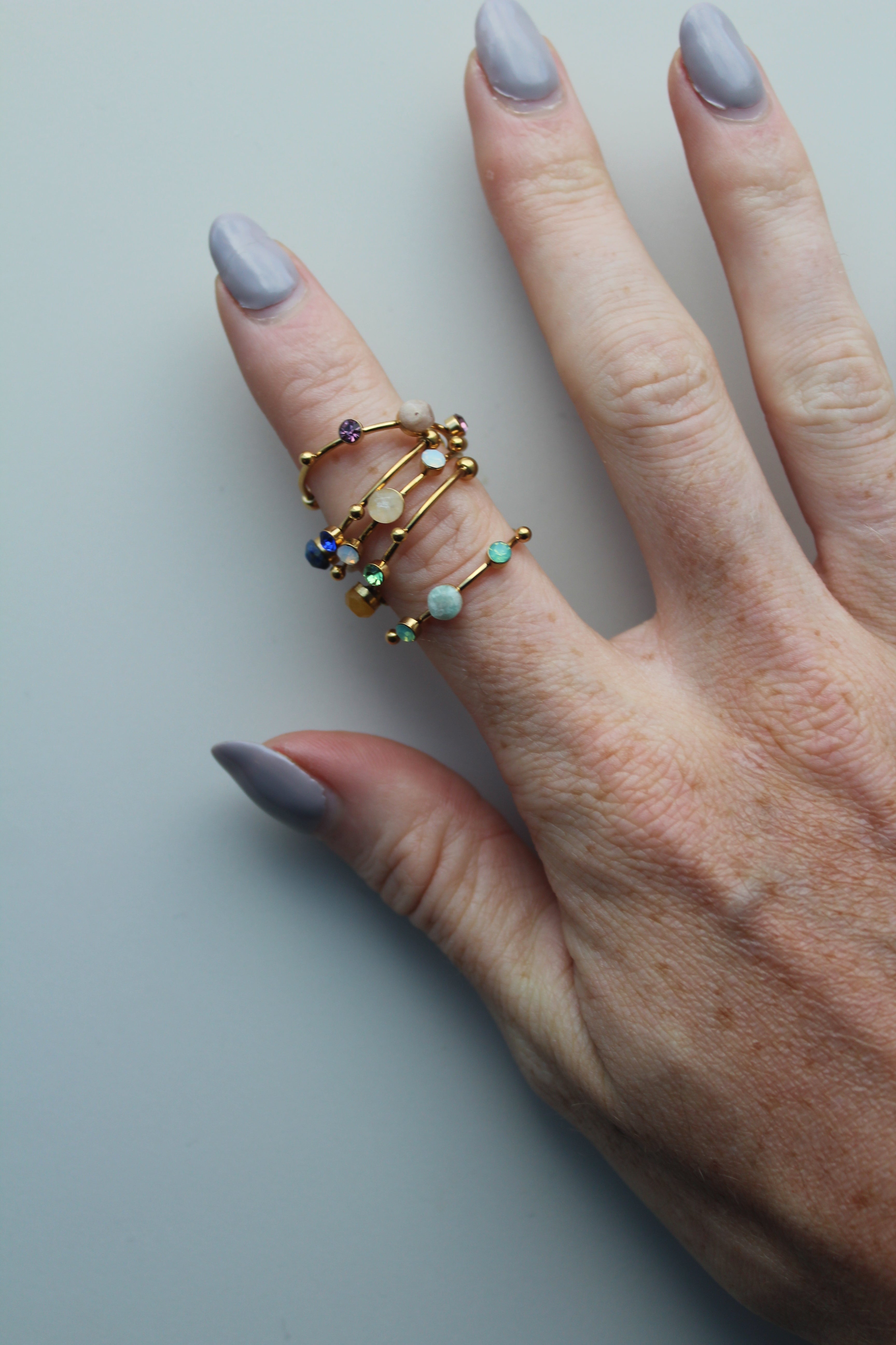 Victoria - Bague – Acier inoxydable – Pierre naturelle – Réglable