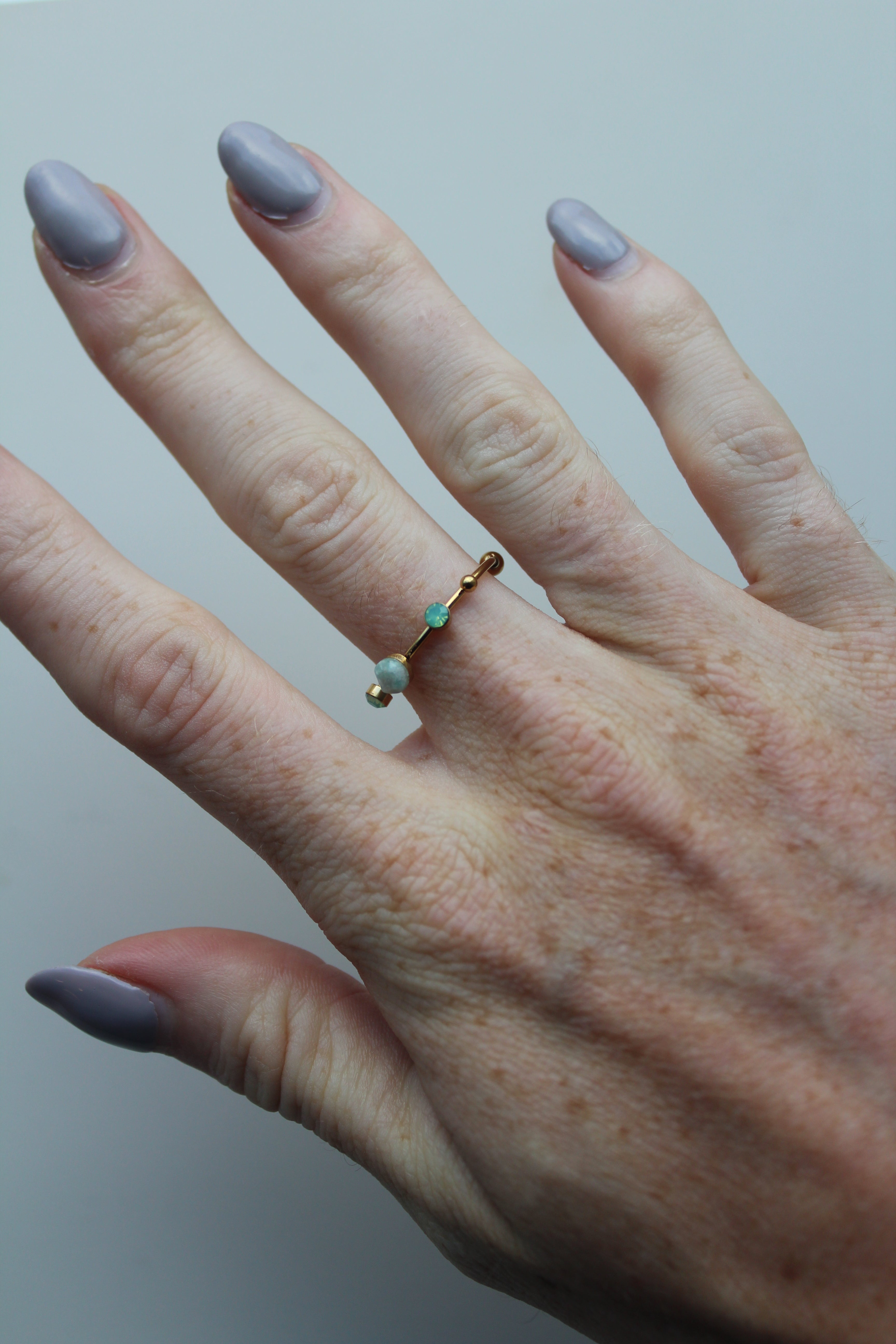 Victoria - Bague – Acier inoxydable – Pierre naturelle – Réglable