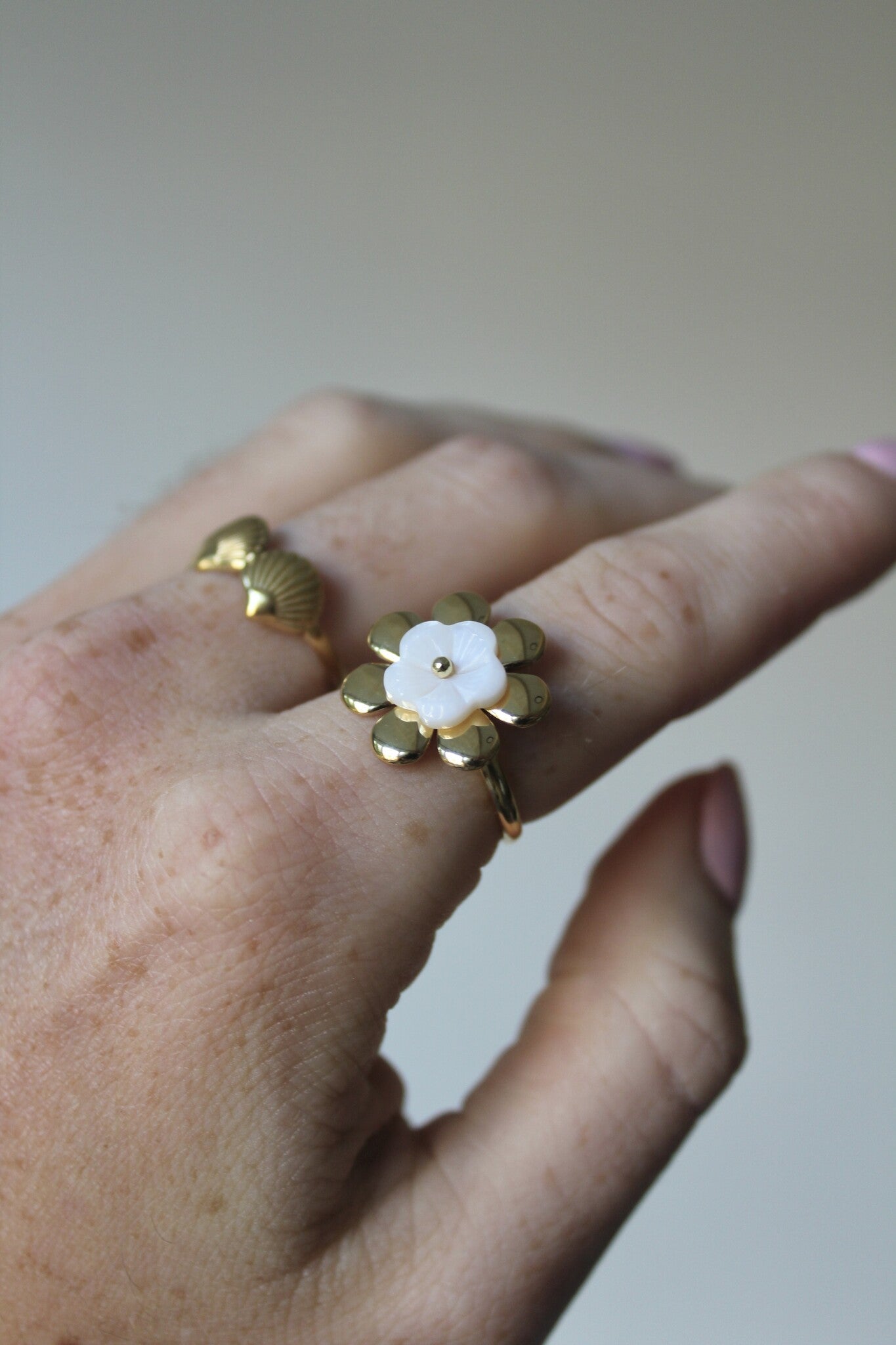 Fleur de coquillage - Bague - Acier inoxydable - Ajustable