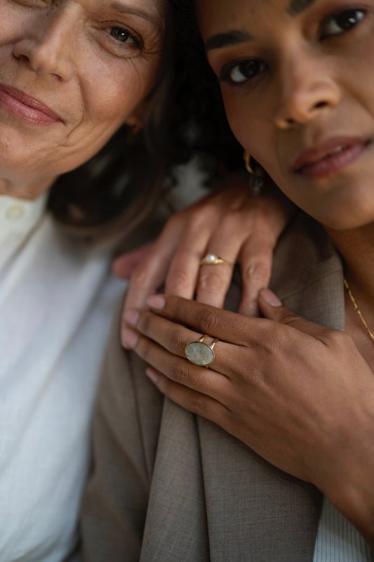 Layla - Bague - Acier inoxydable - Ajustable - Pierre naturelle