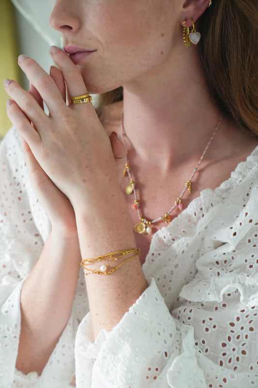 Eloise - Bracelet - Pierre naturelle - 4 couches - Acier inoxydable