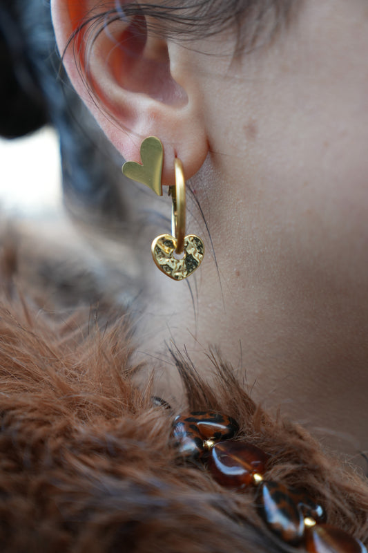 Coeurs brillants - Boucles d'oreilles - Acier inoxydable