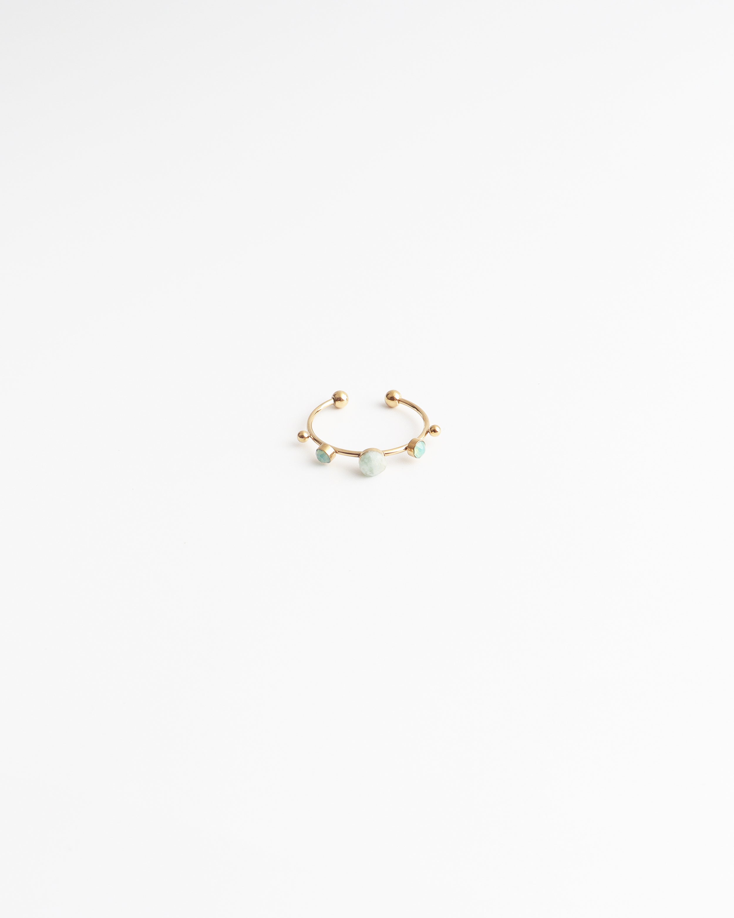 Victoria - Bague – Acier inoxydable – Pierre naturelle – Réglable