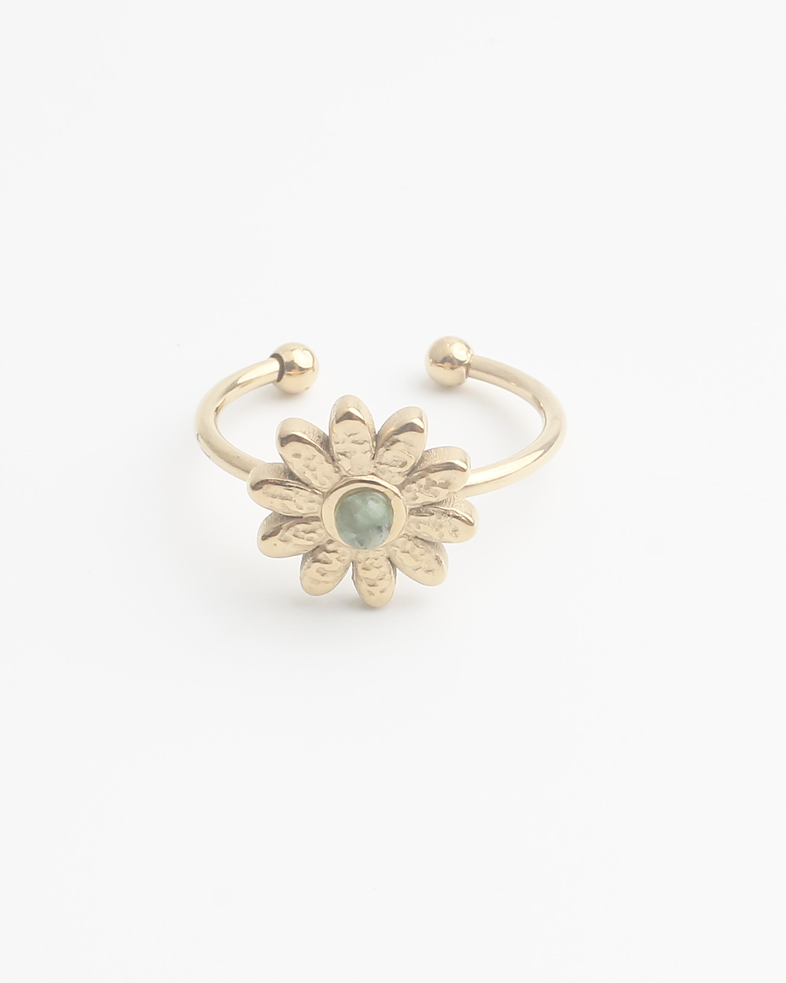 Daisy - Ring - Natural Stone - Stainless Steel - Adjustable