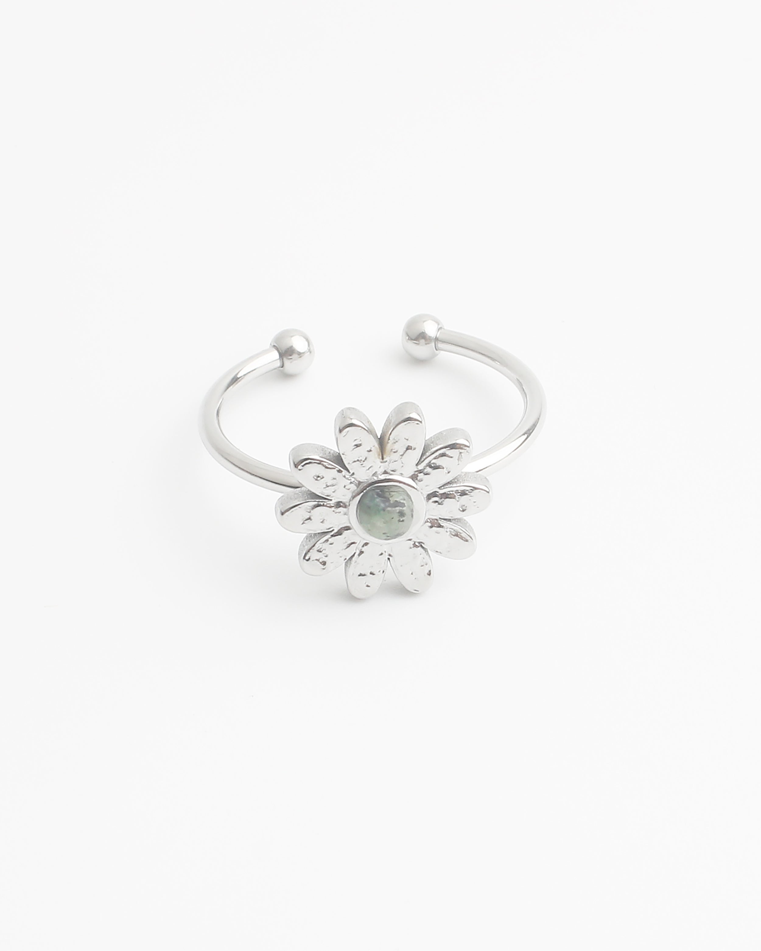 Daisy - Ring - Natural Stone - Stainless Steel - Adjustable