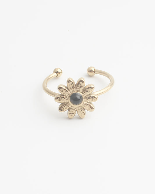 Marguerite - Bague - Pierre naturelle - Acier inoxydable - Ajustable