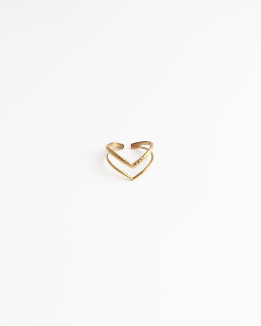 Double Wave - Ring - Stainless Steel - Adjustable