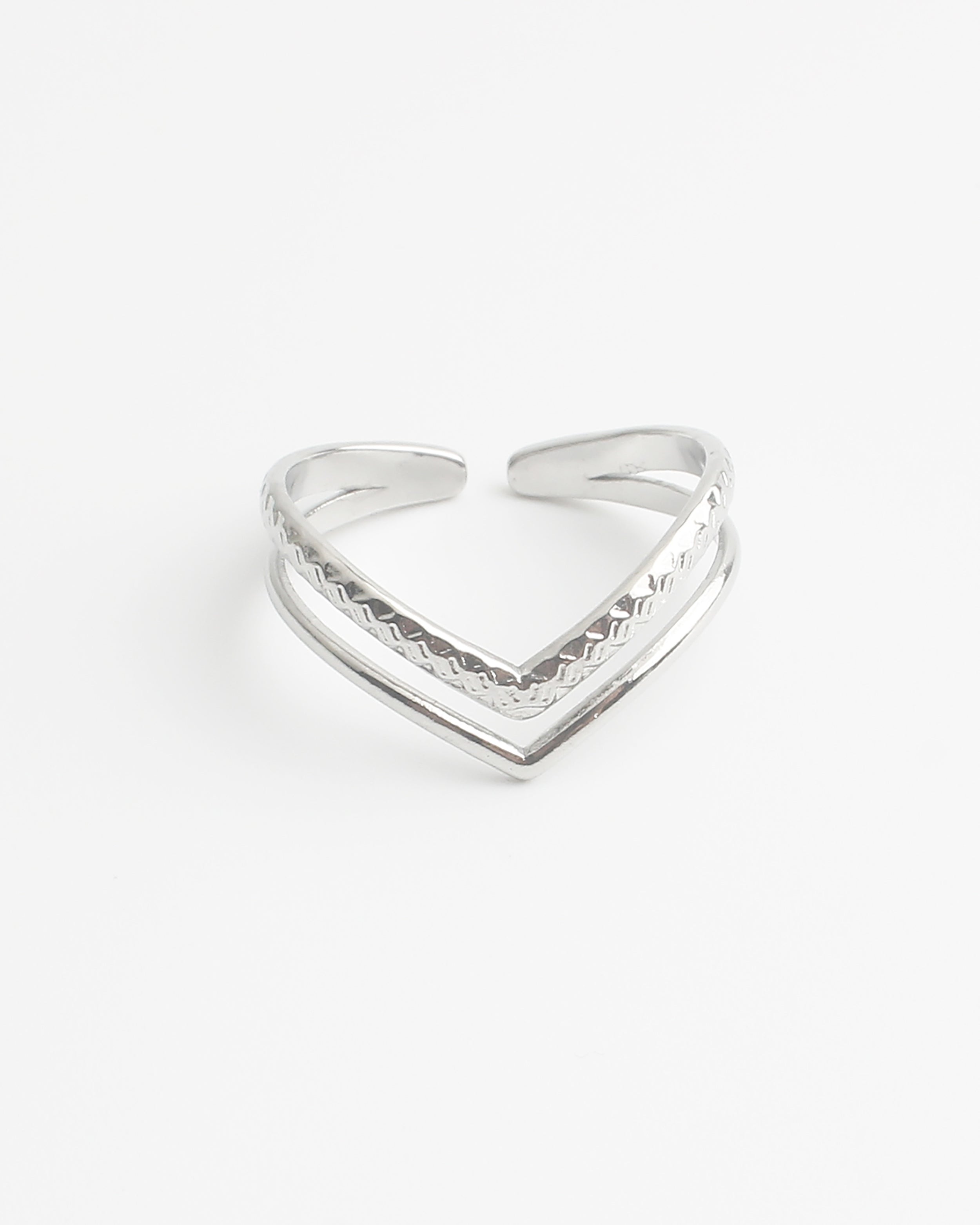 Double Wave - Ring - Stainless Steel - Adjustable