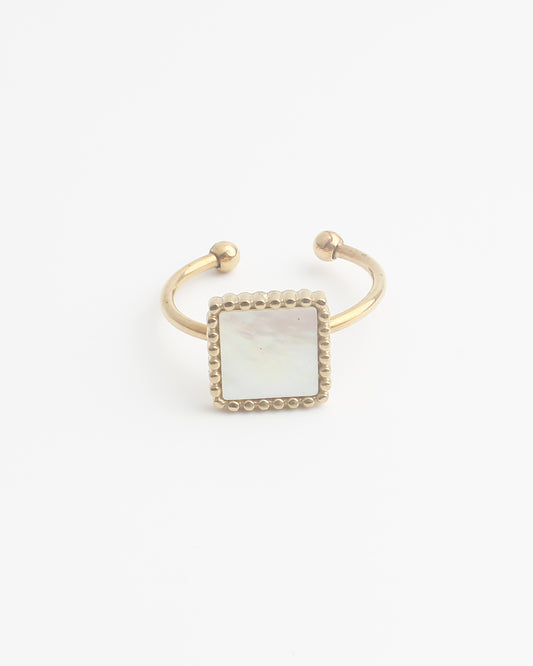 Coquille carrée - Anneau - Acier inoxydable - Ajustable
