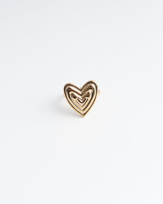 Groovy Heart - Bague - Acier inoxydable - Ajustable