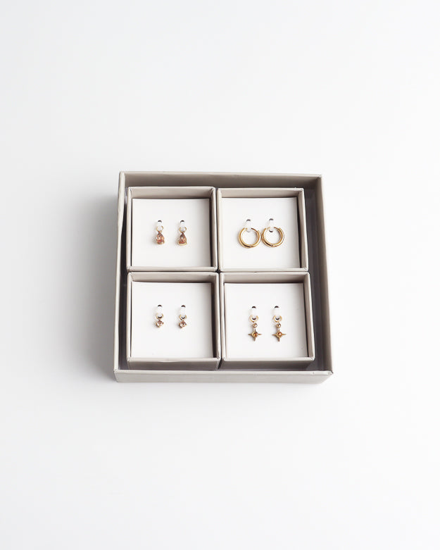 Birthstonebox  - Boucles d’oreilles – Set – Acier inoxydable