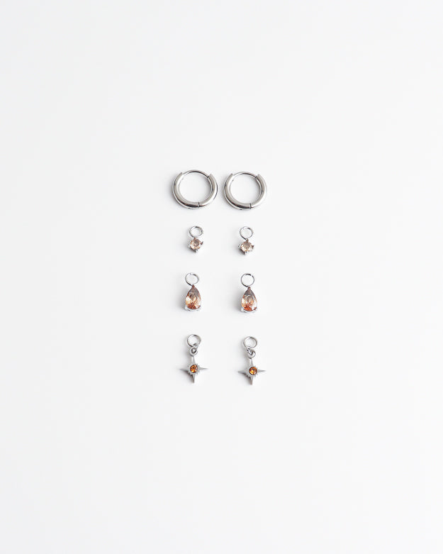 Birthstonebox  - Boucles d’oreilles – Set – Acier inoxydable
