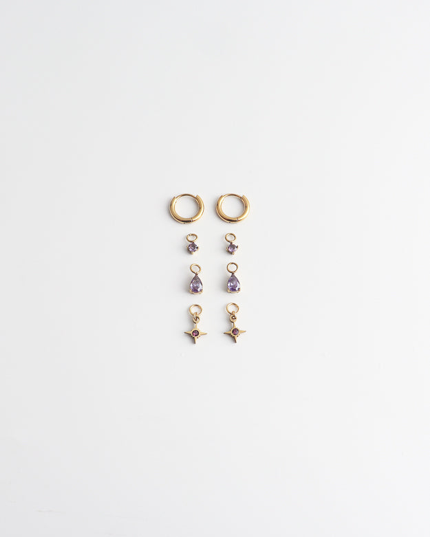 Birthstonebox  - Boucles d’oreilles – Set – Acier inoxydable