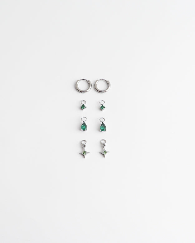 Birthstonebox  - Boucles d’oreilles – Set – Acier inoxydable