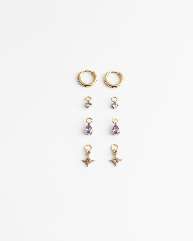 Birthstonebox  - Boucles d’oreilles – Set – Acier inoxydable