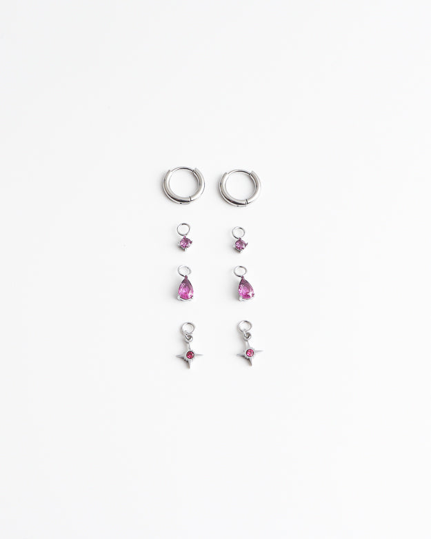 Birthstonebox  - Boucles d’oreilles – Set – Acier inoxydable
