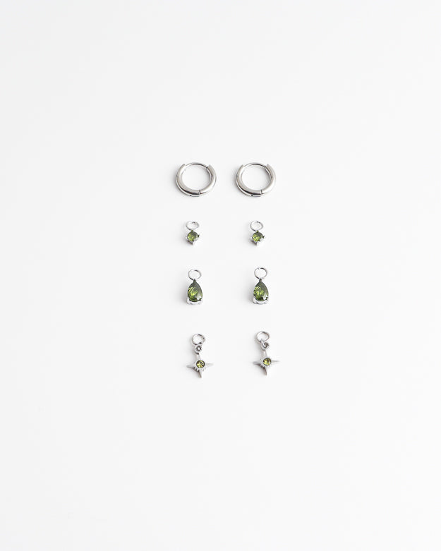 Birthstonebox  - Boucles d’oreilles – Set – Acier inoxydable