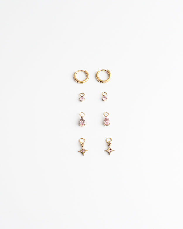 Birthstonebox  - Boucles d’oreilles – Set – Acier inoxydable