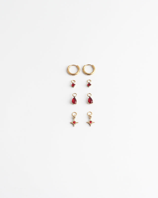 Birthstonebox  - Boucles d’oreilles – Set – Acier inoxydable