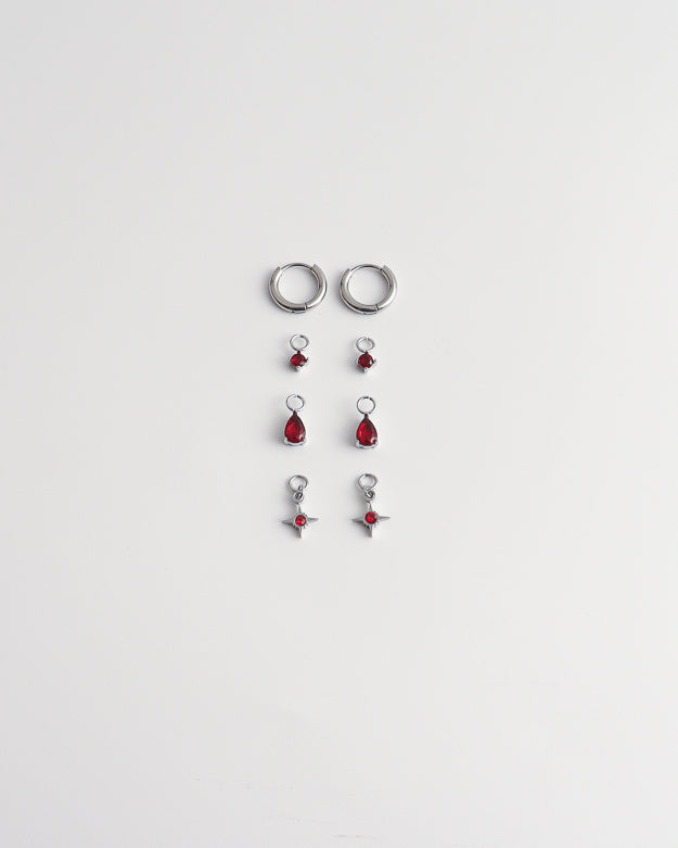 Birthstonebox  - Boucles d’oreilles – Set – Acier inoxydable