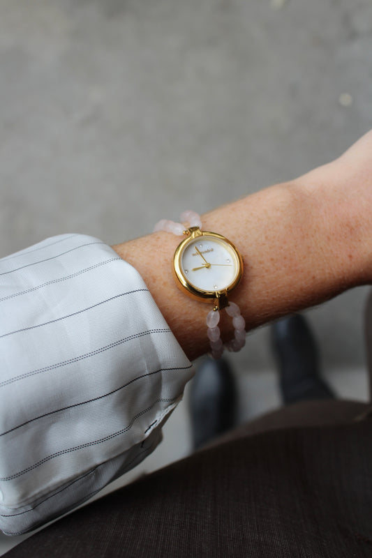 Rose  - Montre – Pierre naturelle - Acier inoxydable