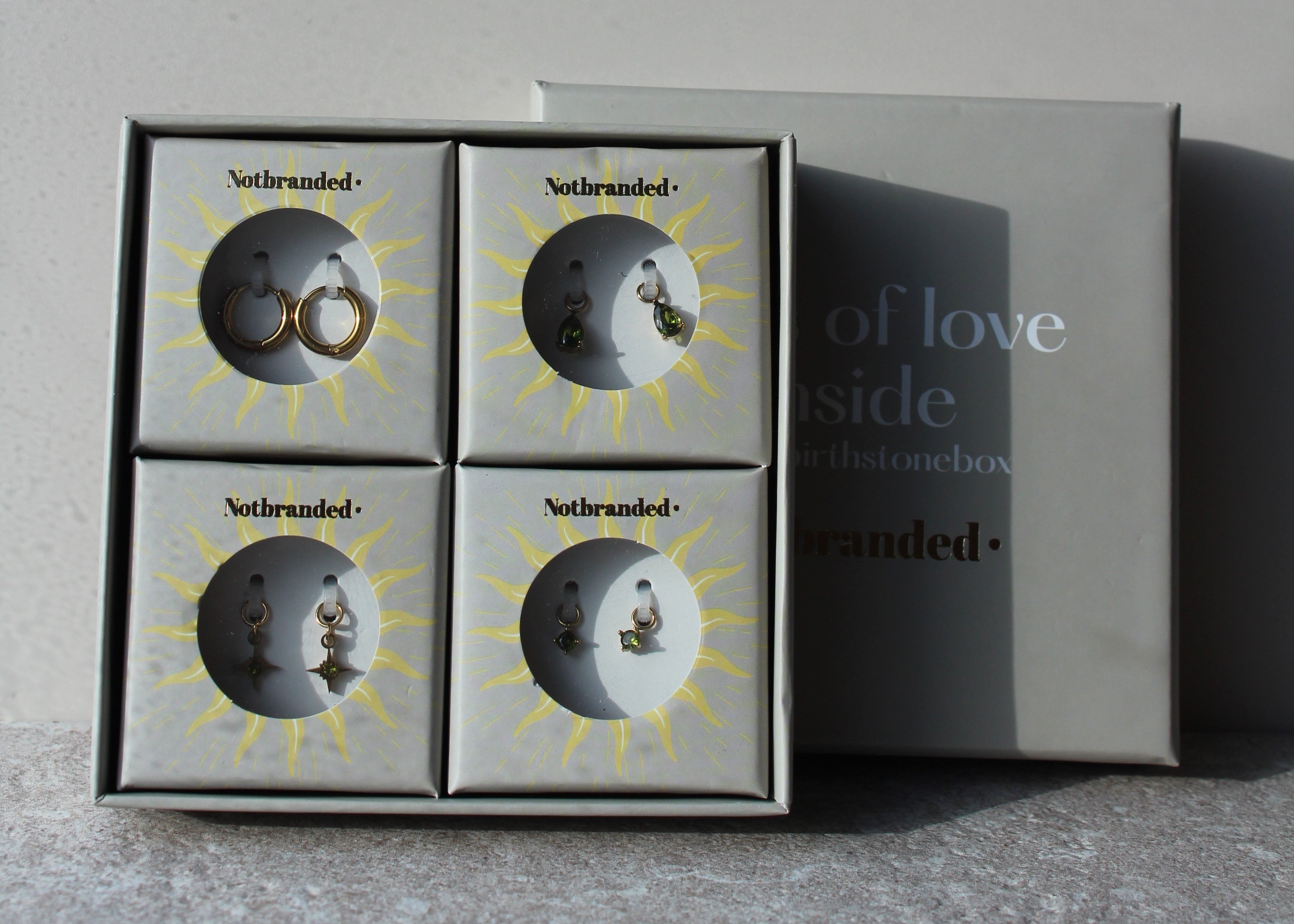 Birthstonebox  - Boucles d’oreilles – Set – Acier inoxydable