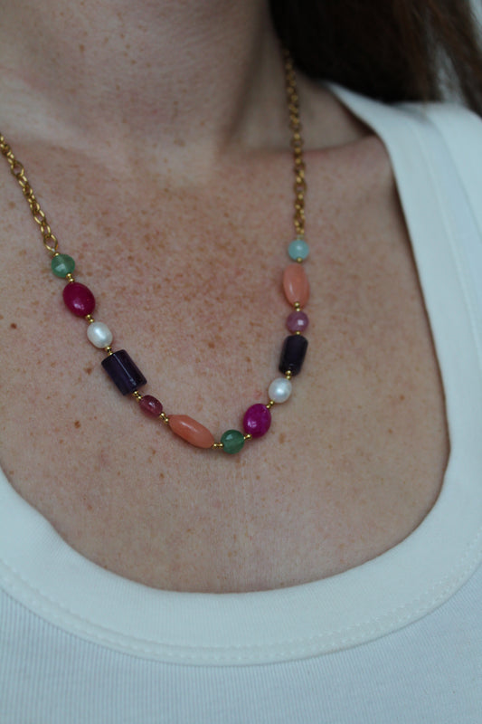 Elodie - Necklace - Natural Stone - Stainless Steel