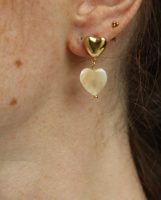 Double Love - Earrings - Natural Stone - Stainless Steel